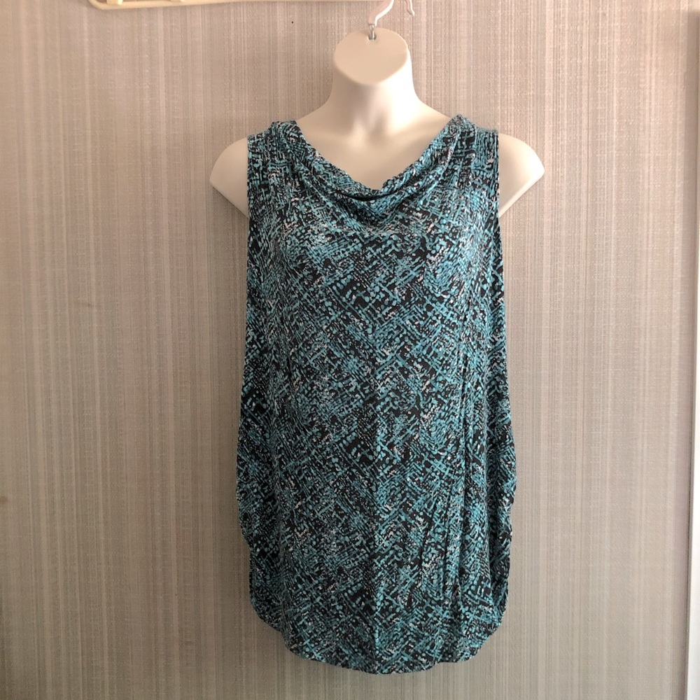 Additionelle Blue Design Cowl Neck Top